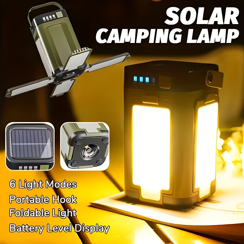 Solar Lamp - Zonne-aangedreven draagbare campinglamp, opvouwbaar, 2000mah powerbank,
