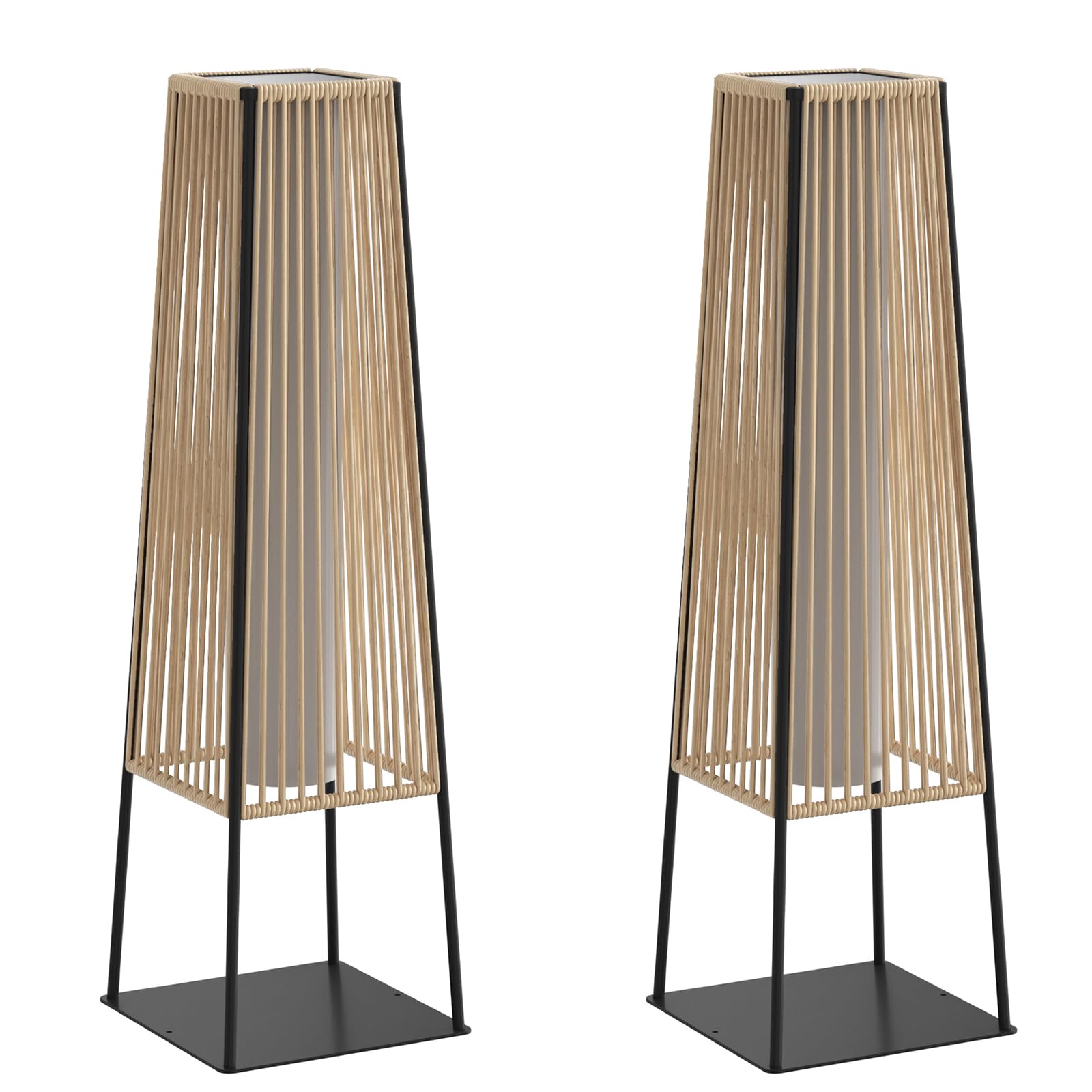 Solar Lamp - Set van 2 buitenlampen van rotan,