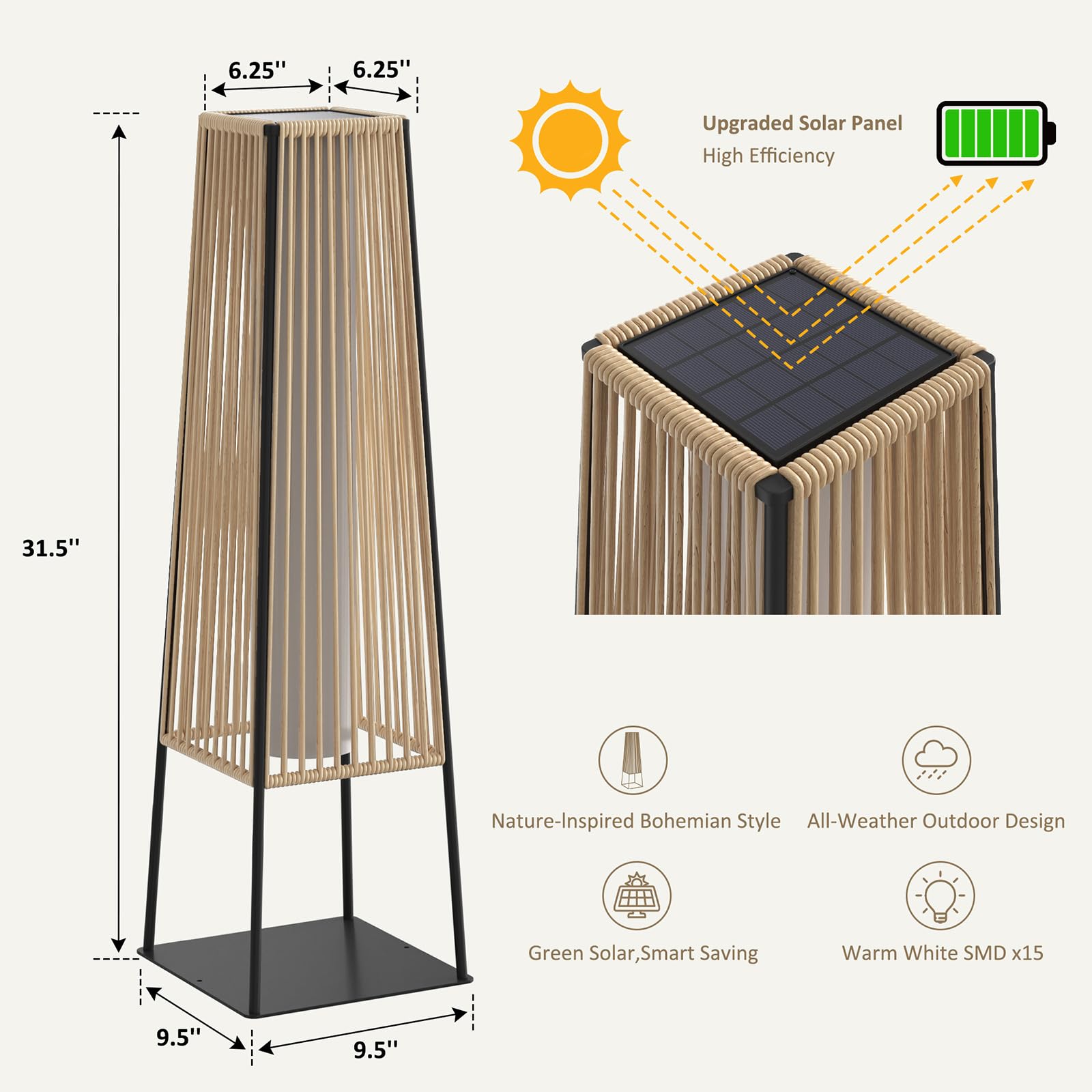 Set van 2 buitenlampen van rot - Solar Lamp recensie en prijs
